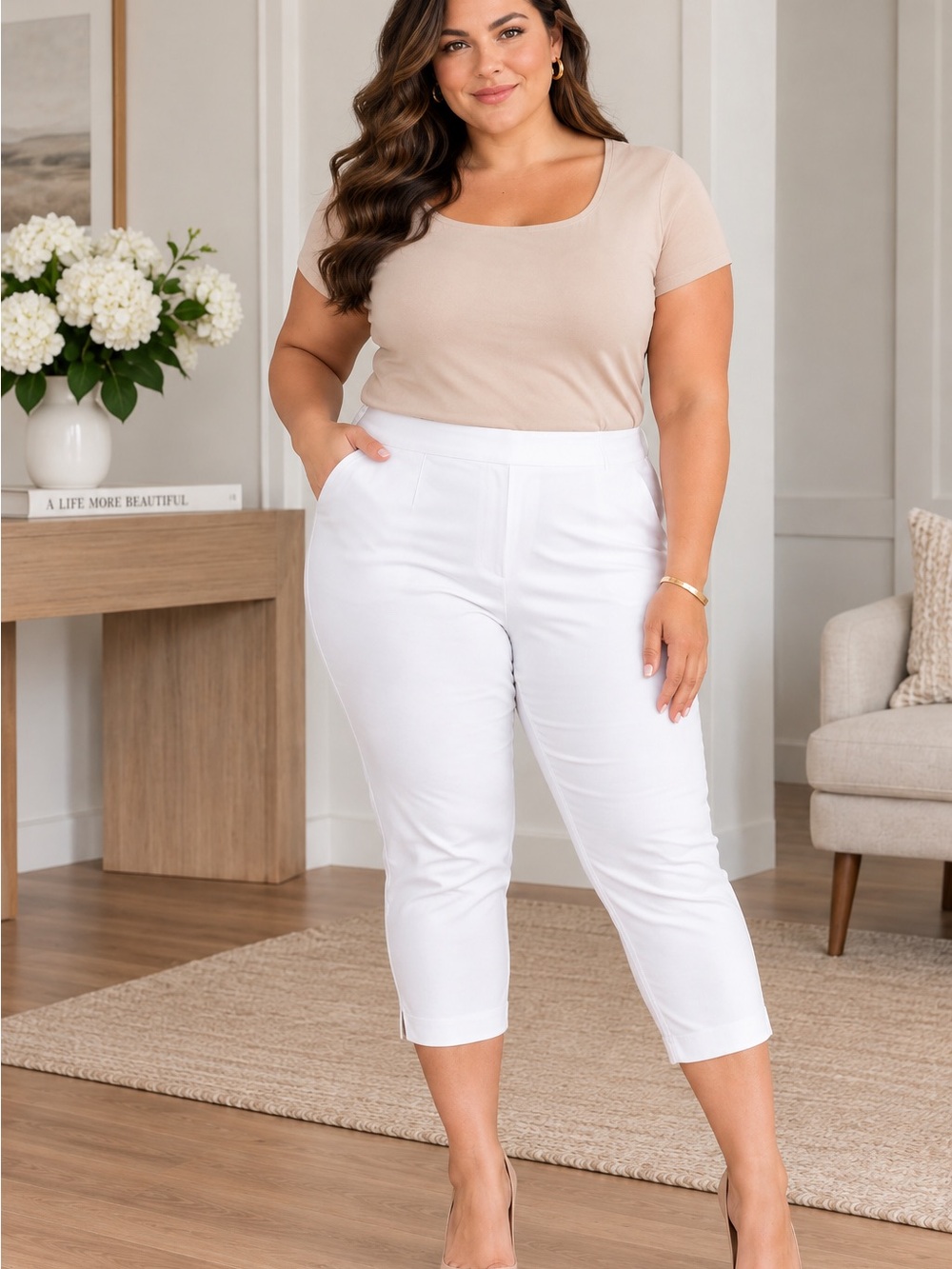 Rachel Zoe Plus Size XXL White Pull-On Skinny Capris NWT
